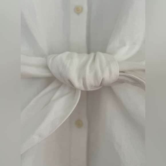 NWT Vineyard Vines Sz 2 White Tie-Front Midi Linen Shirt Dress with pockets - Picture 3 of 8